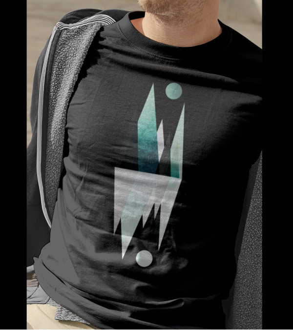 Mountain Range Reflection Geometric Landscape With Moon And Peaks T-Shirt
