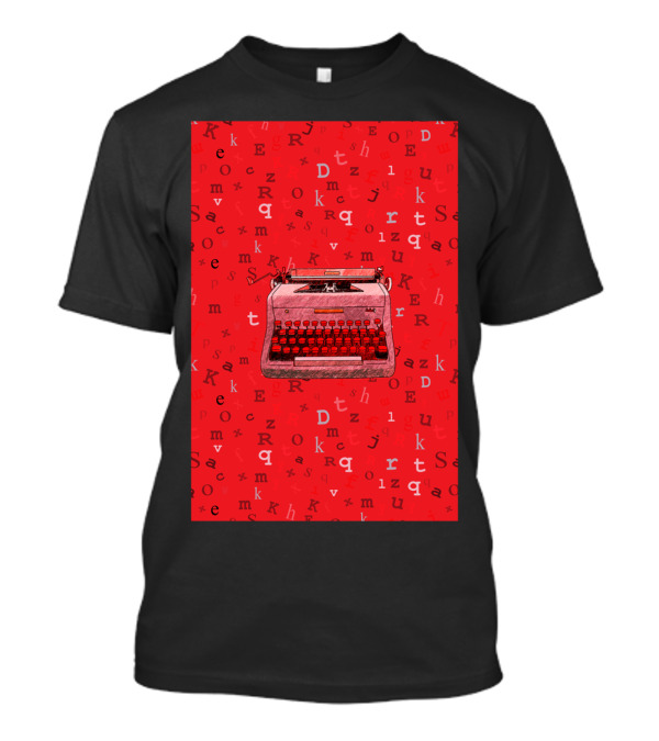 Red Typewriter Letters Collage On Vibrant Scarlet Background T-Shirt