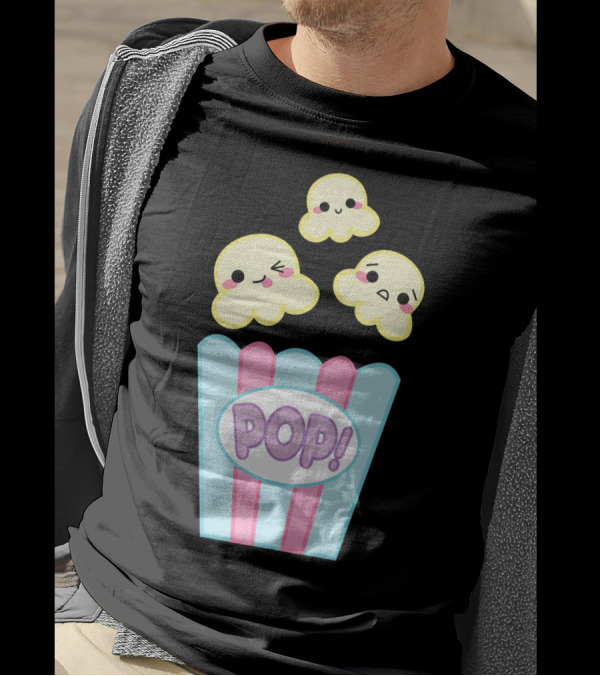 POP Cute Kawaii Popcorn Characters On Pastel Box T-Shirt