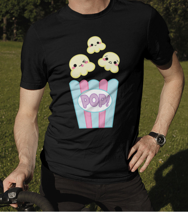 POP Cute Kawaii Popcorn Characters On Pastel Box T-Shirt