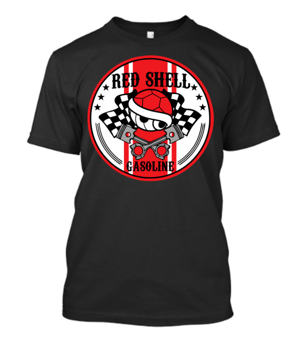 Red Shell Gasoline Racing Checkered Pistons T-Shirt