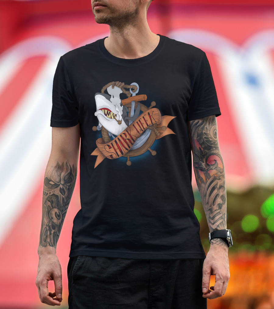 Shark Week Old School Anchor and Ship Wheel T-Shirt