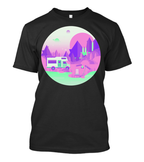 Outer Space Camping Futuristic Pastel Wilderness Adventure T-Shirt