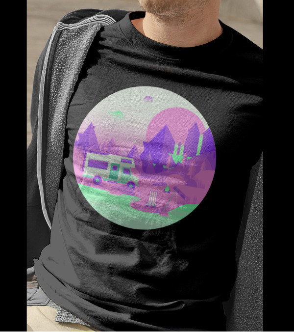 Outer Space Camping Futuristic Pastel Wilderness Adventure T-Shirt