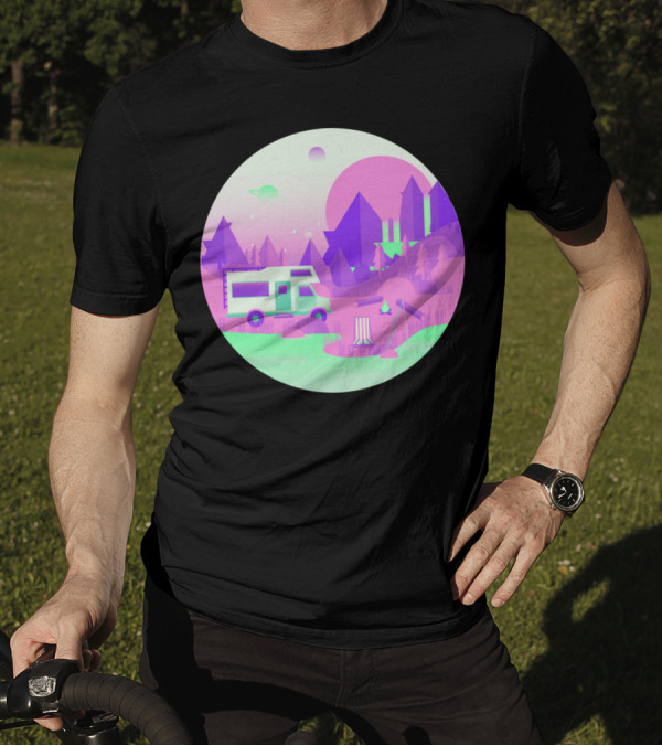 Outer Space Camping Futuristic Pastel Wilderness Adventure T-Shirt