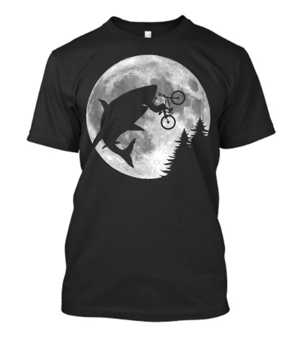Sharks In The Sky Bicycle Jump Over Moon T-Shirt
