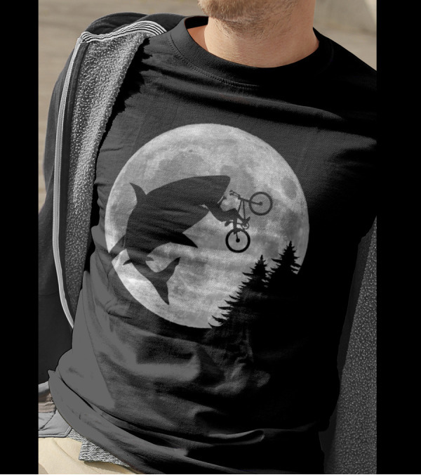 Sharks In The Sky Bicycle Jump Over Moon T-Shirt