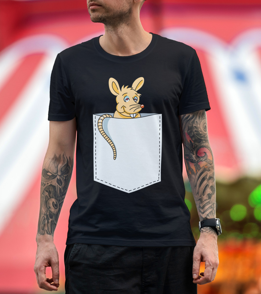 Mouse Rat Peeking From Pocket T-Shirt