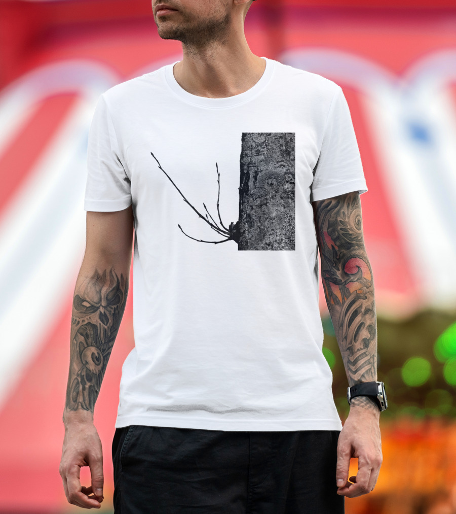 Outward Black and White Tree Bark and Branches T-Shirt