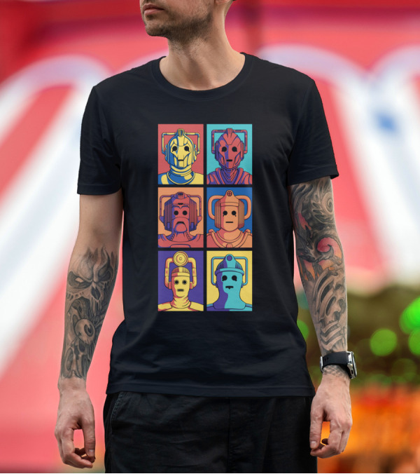 Premium T-Shirt: Cyberpop Evolution Robot Faces Retro Pop T-Shirt Cyberpop Evolution Robot Faces Retro Pop T-Shirt