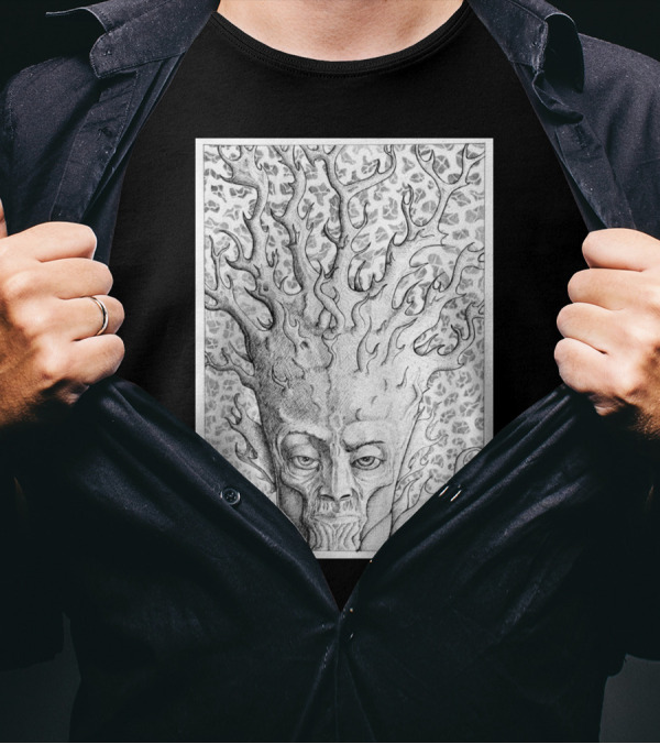 Kodama Squidmonkey Tree Spirit Entwined With Nature Elements T-Shirt
