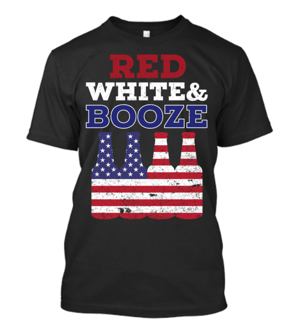 Red White And Booze Stars And Stripes Bottles T-Shirt