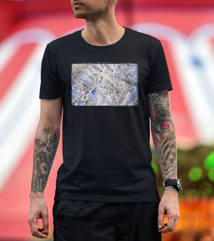 Winter Grass Snowy Frozen Branches T-Shirt