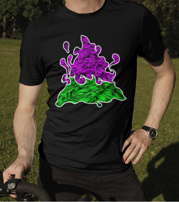 Fire Elemental Swirl With Vibrant Purple And Green Abstract T-Shirt