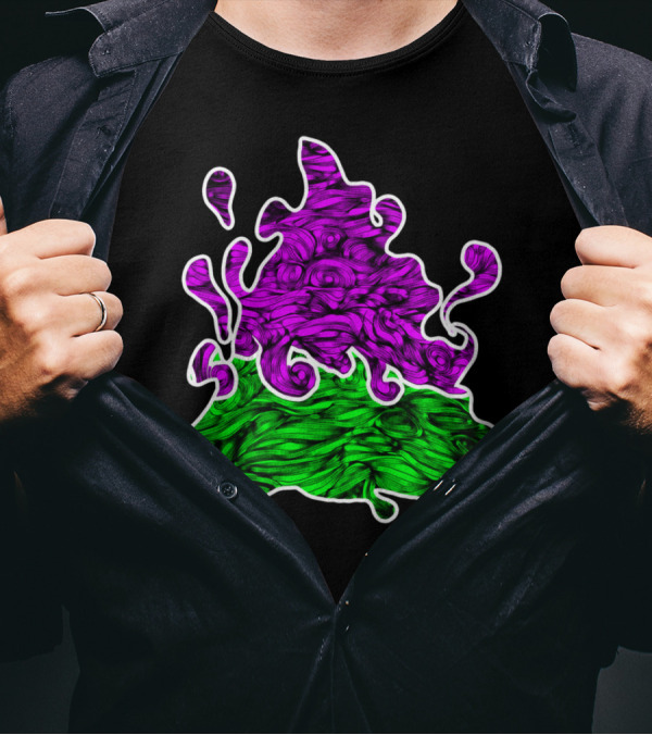 Fire Elemental Swirl With Vibrant Purple And Green Abstract T-Shirt