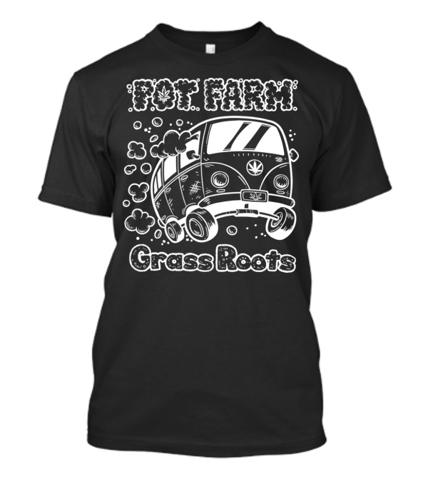 Pot Farm Grass Roots Van With Cannabis Symbols T-Shirt