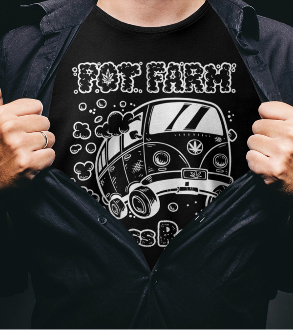Pot Farm Grass Roots Van With Cannabis Symbols T-Shirt
