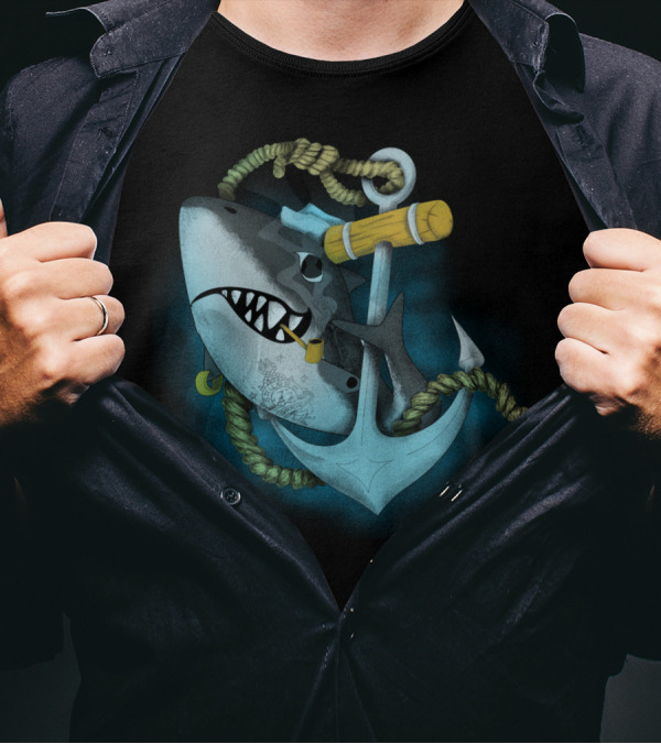 Mr Shark Rules Of The Sea Nautical Anchor Tattoo T-Shirt