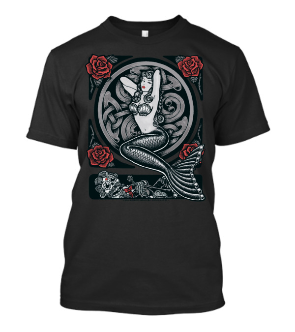 Mermaid 2 Variant Tattoo Rose And Skull T-Shirt