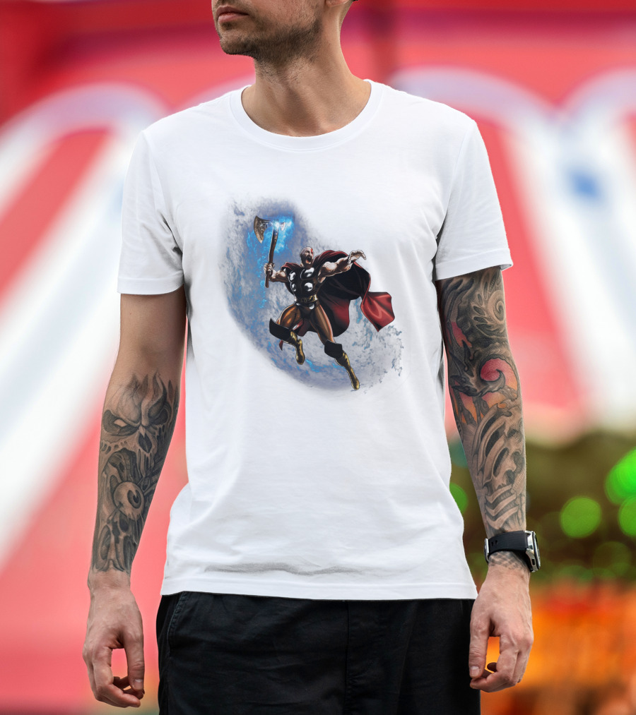 Kratos Thunder Wielder Axe Hero Red Cape T-Shirt