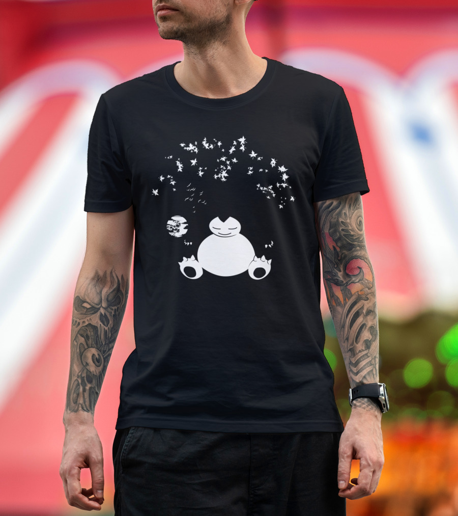 Snorlax Zen Circle Blossom Moon Scene T-Shirt