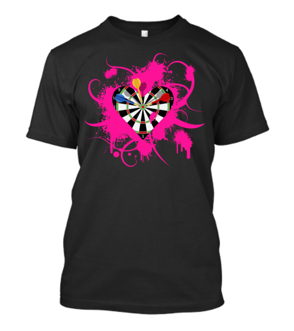 Dartboard Heart Pal Splatter Art With Pink Swirls T-Shirt