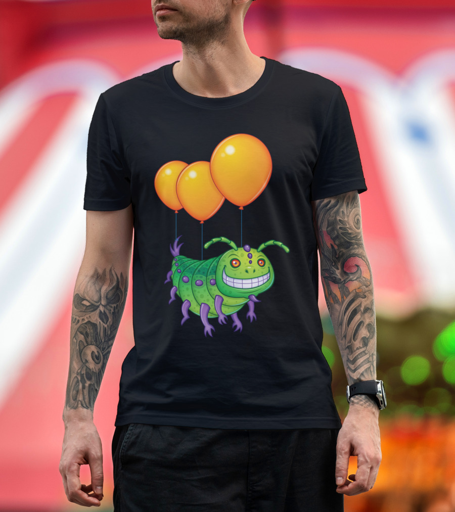 Impatient Caterpillar Floating with Balloons T-Shirt