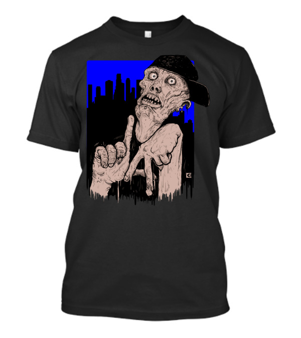 To Live And Zombie In L.A. Urban Apocalypse With Cityscape Background T-Shirt