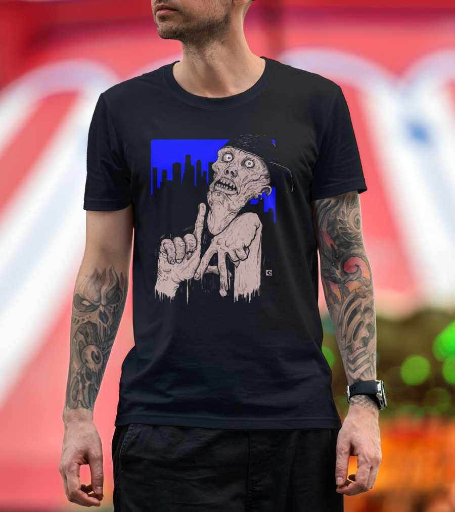 To Live And Zombie In L.A. Urban Apocalypse With Cityscape Background T-Shirt