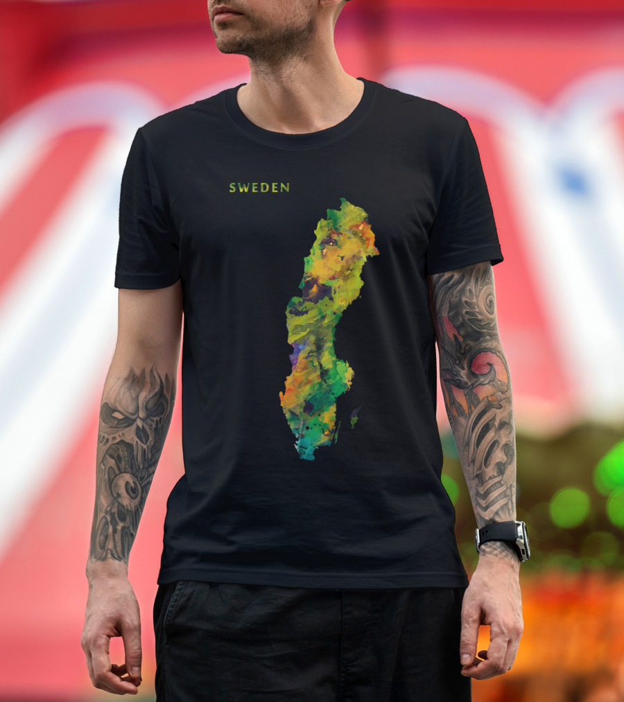 Sweden Map Colorful Watercolor T-Shirt