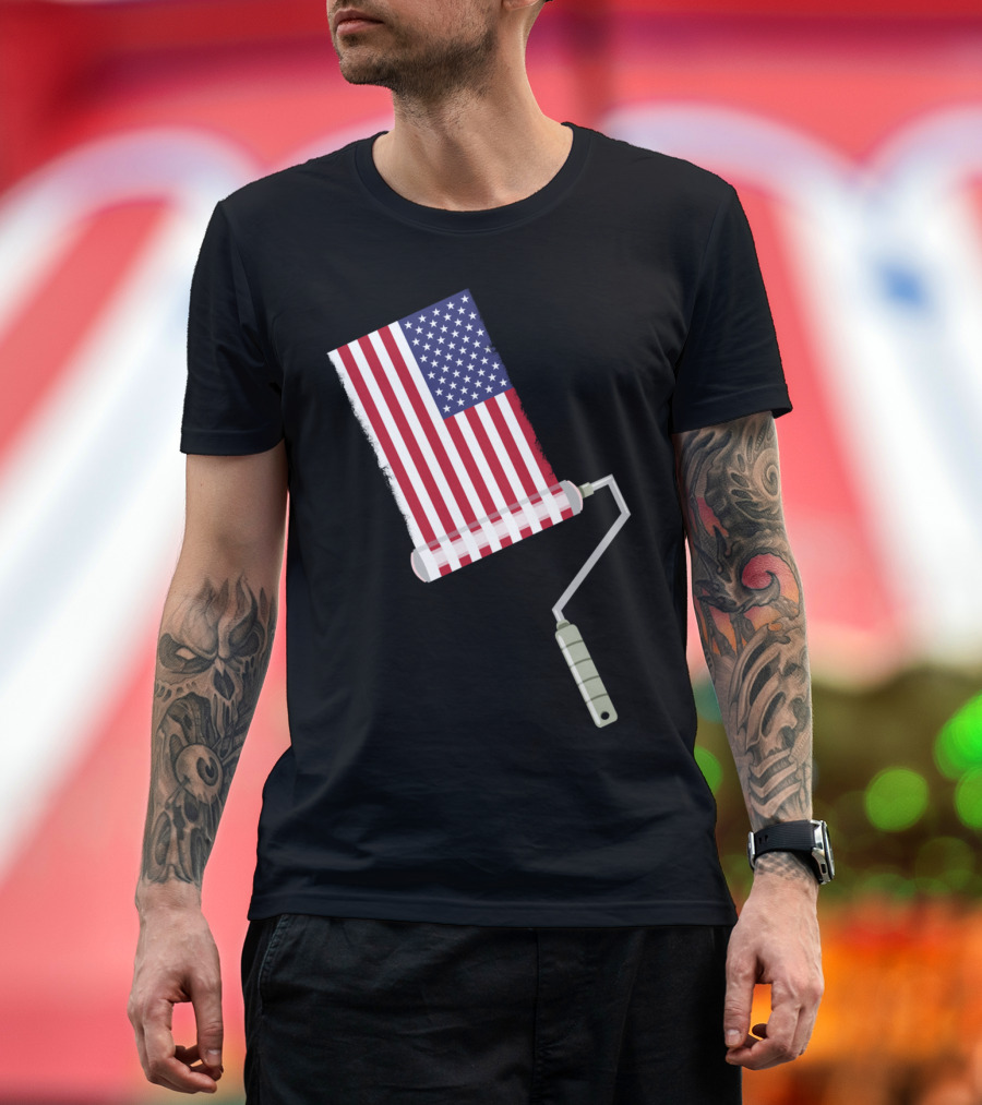 Paint Roller American Flag T-Shirt