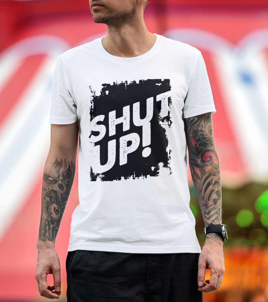 SHUT UP Bold Text Distressed Grunge T-Shirt