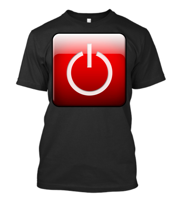 Shutdown Button Power Symbol On Red Square Background T-Shirt