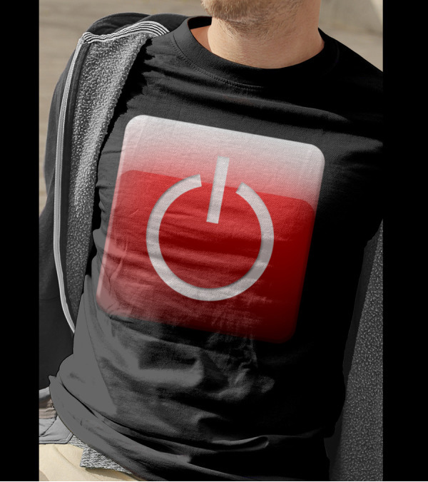 Shutdown Button Power Symbol On Red Square Background T-Shirt