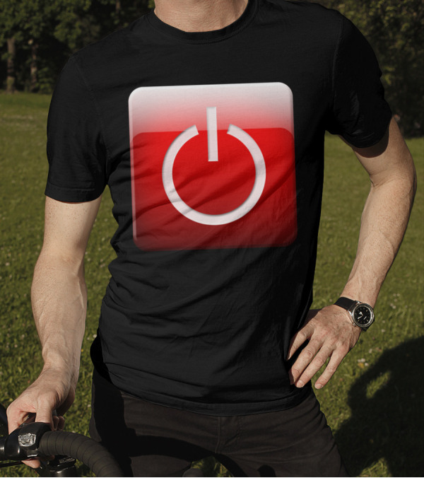 Shutdown Button Power Symbol On Red Square Background T-Shirt