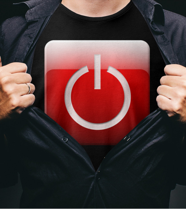 Shutdown Button Power Symbol On Red Square Background T-Shirt