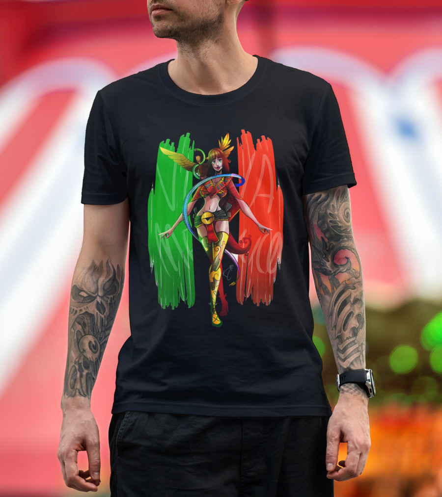 La Mexico Serpiente Emplumada Azteca Guerrero Verde Blanco Rojo T-Shirt