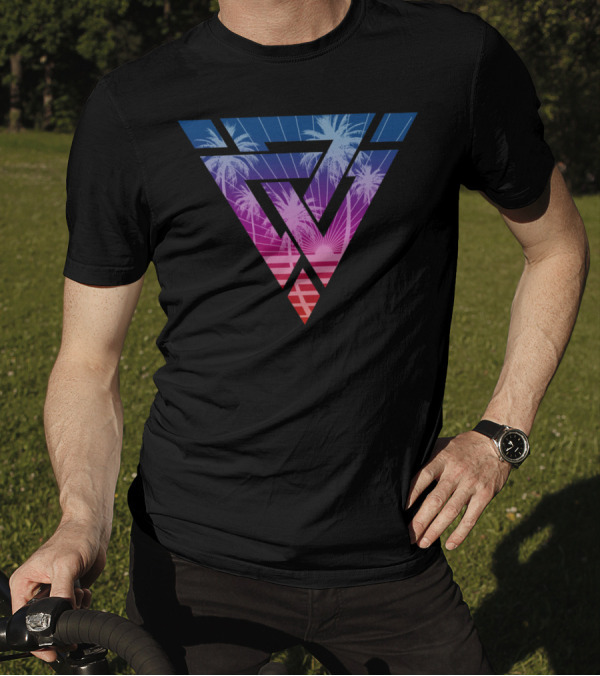Palm Tree Geometric Tropical Vibe T-Shirt