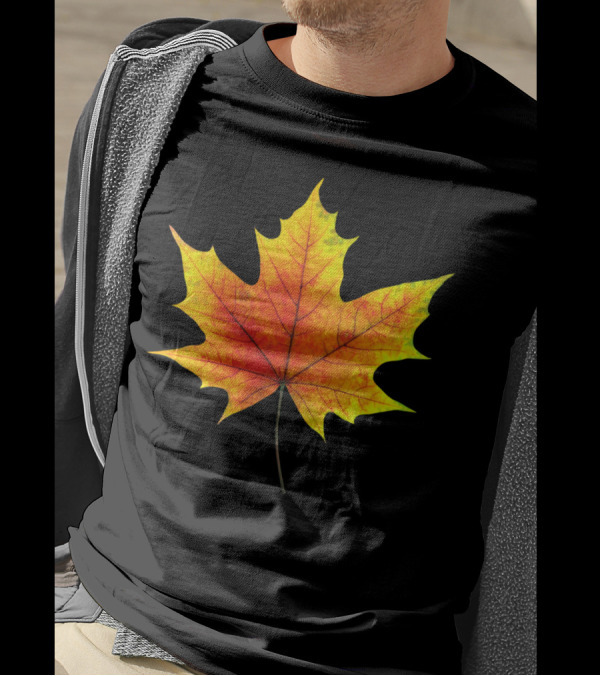 Multicolored Autumn Maple Leaf In Vibrant Fall Colors T-Shirt