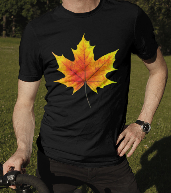 Multicolored Autumn Maple Leaf In Vibrant Fall Colors T-Shirt