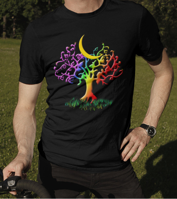 Pride Tree Of Life Rainbow Crescent Moon T-Shirt