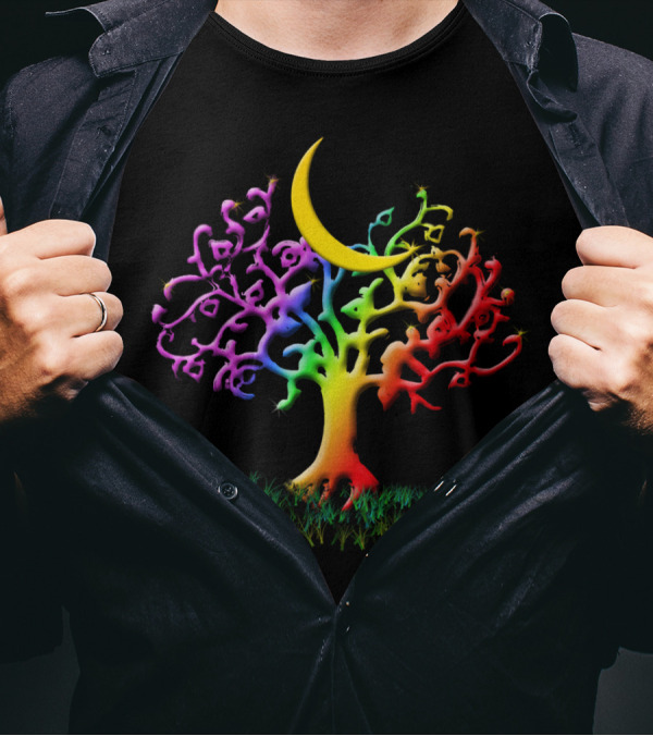 Pride Tree Of Life Rainbow Crescent Moon T-Shirt