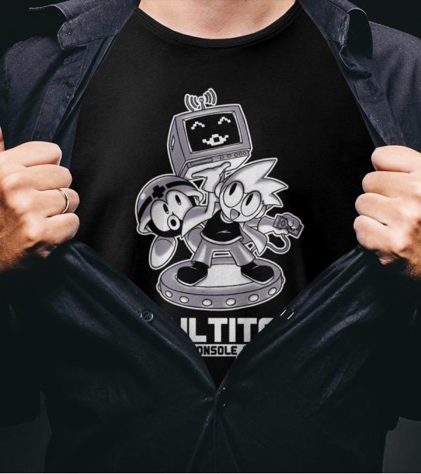MULTITAP Classic Console Showcase CRT Retro Gaming Characters T-Shirt