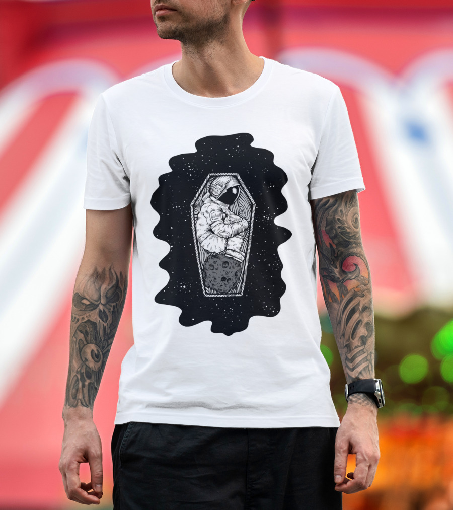 No More Space Astronaut in Coffin Floating Above Moon T-Shirt