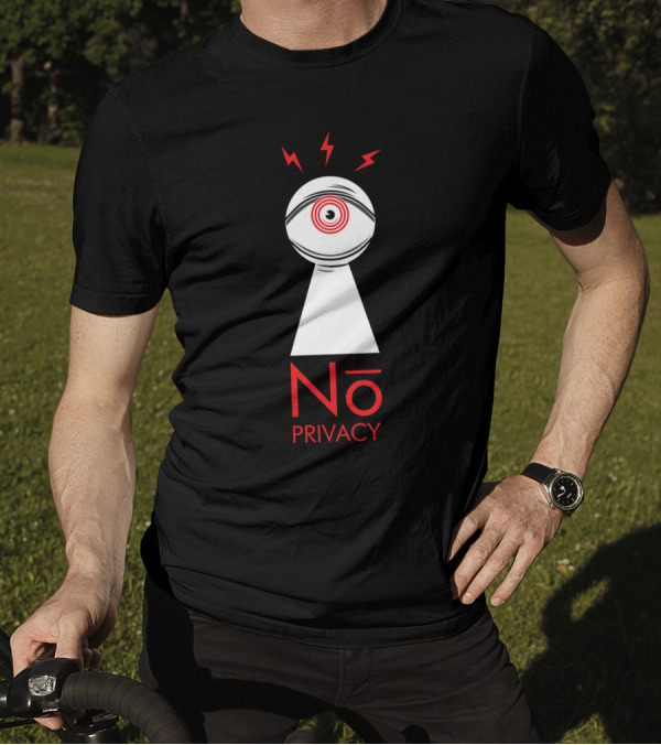 No Privacy Keyhole Eye Surveillance Symbol With Lightning Bolts T-Shirt