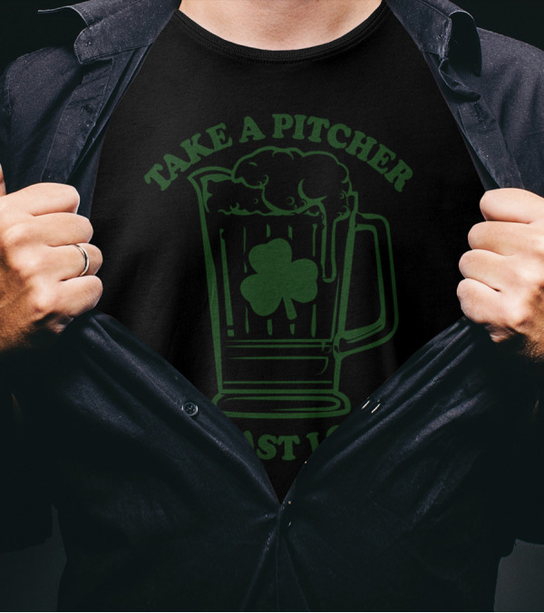 Take A Pitcher It'll Last Longer Shamrock Beer Mug T-Shirt