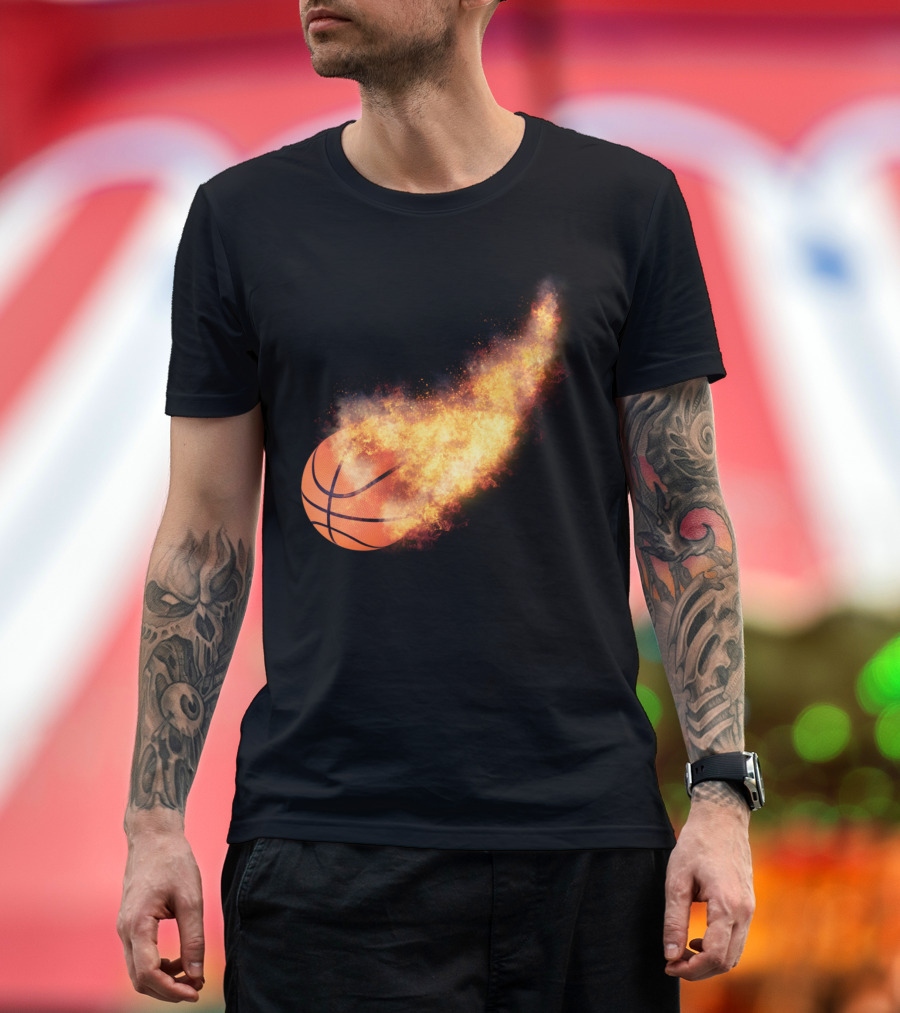 Flaming Basketball Fireball Trail T-Shirt