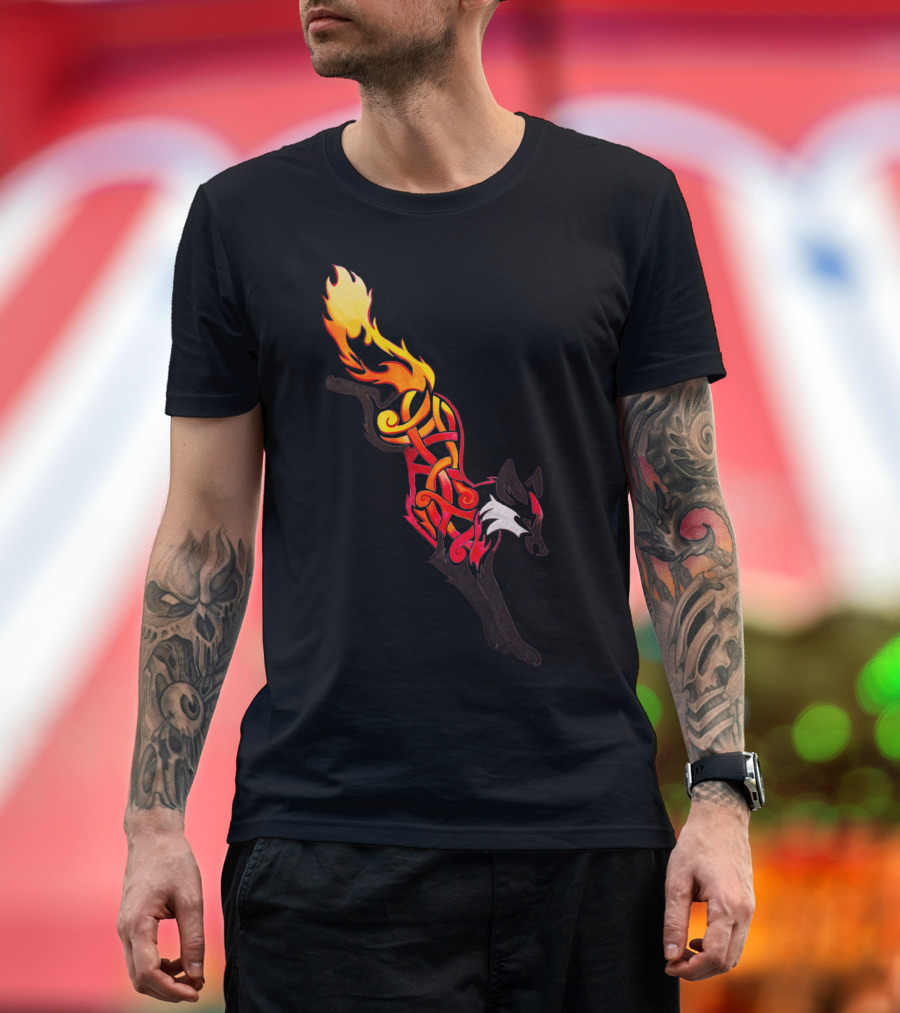 Flaming Celtic Fox Fire T-Shirt