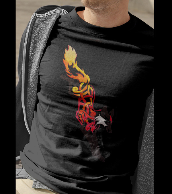 Flaming Celtic Fox Fire T-Shirt