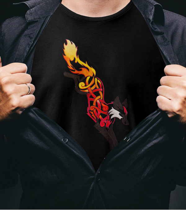 Flaming Celtic Fox Fire T-Shirt